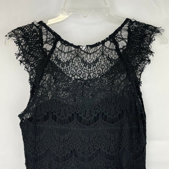 Intimately Free People Black Peekaboo Lace Slip Dress Scallop Hem Size S/M - Picture 7 of 12